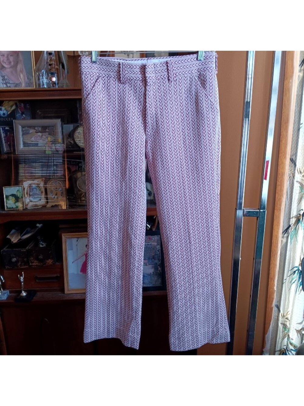 33x31 True Vintage Flare Pants 1970's StretchPolyestr ZigZag Chevron NWOT NEw